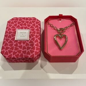 Bella & Jack gold tone heart necklace new in box
